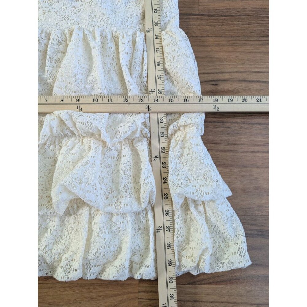 Guess Y2K White Lace Mini Dress Size XS/S Boho Western Sundress Crochet B9 - Picture 7 of 9